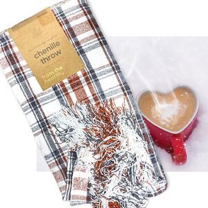 New Chenille Plaid Cozy Couch/Bed Throw Blanket with Fringe 50x60 Red Gray White